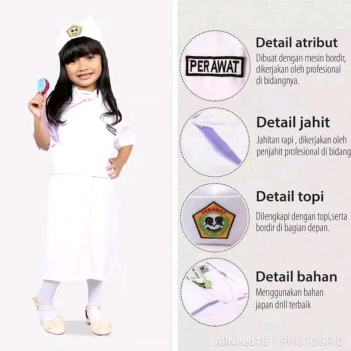 baju perawat anak baju profesi suster anak perempuan LA