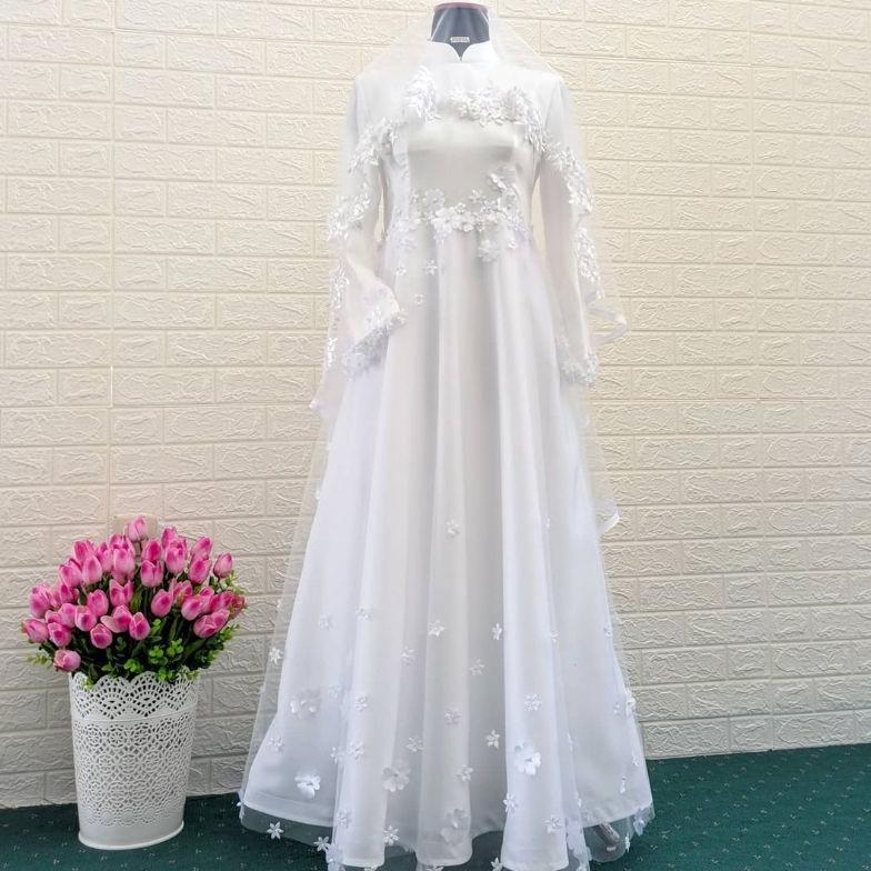 Diskon Gaun Akad/Gaun Walimah Syari/Gaun Pengantin Syari/Gamis Walimah/Gamispengantin/Gaun Pengantin
