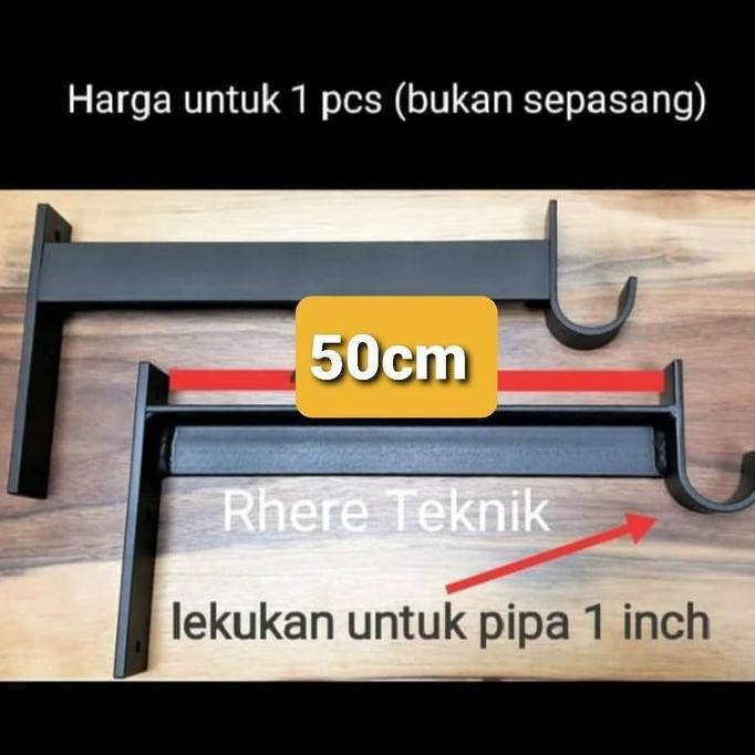 rak siku L besi ambalan gantungan baju gantungam sangkar burung 50cm