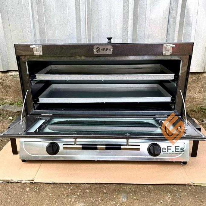 Oven kompor 2 tungku warna hitam ukuran 65x30x34cm gratis Loyang dan packing Kayu LL