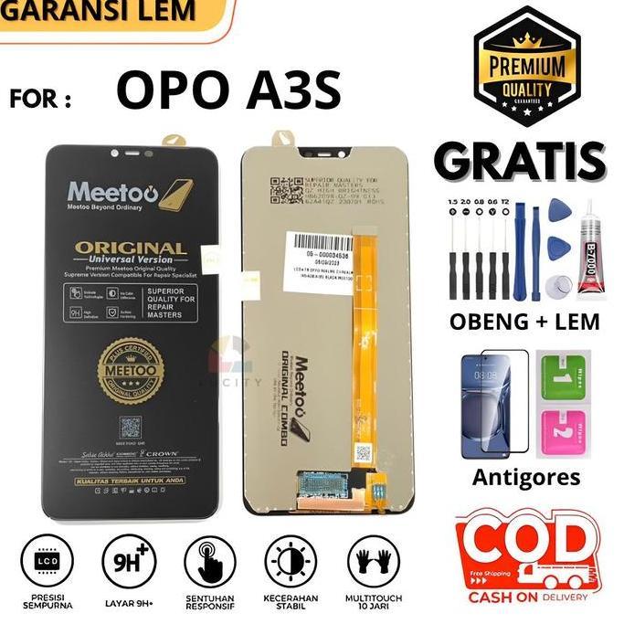 NEW LCD HP COMPATIBLE OPPO A3S FULLSET ORIGINAL TOUCHSCSREEN GRATIS LEM + OBENG + ANTIGORES ORI