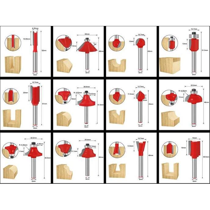 Sale Alat Mata Mesin Profil Propil Wood Router Ruter Trimmer Trimer Rotary File Bit Bits Set Bentuk 