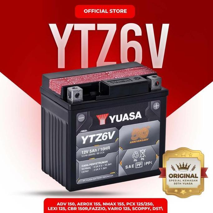 NEW AKI MOTOR YUASA YTZ6V (VARIO 125/150,SATRIA FU 150, CBR 150, BEAT POP) ORI