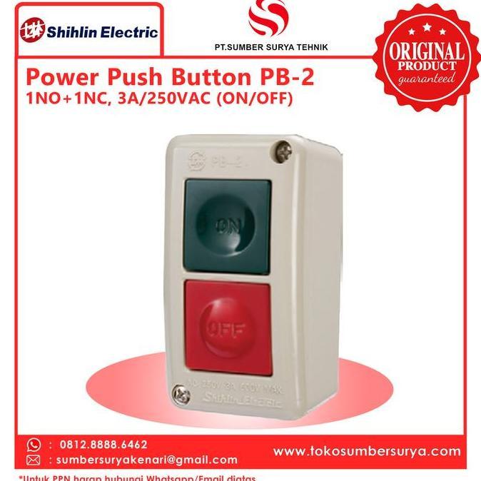 POWER PUSH BUTTON PB-2 / PB2 1NO+1NC, 3A/250VAC SHIHLIN ELECTRIC SIAP KIRIM