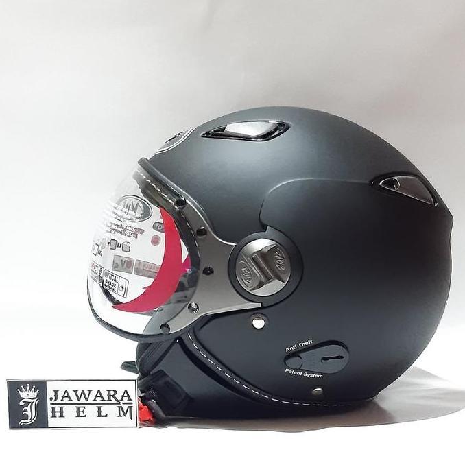 NEW HELM KYT ELSICO SOLID BLACK DOFF HITAM DOF ORI