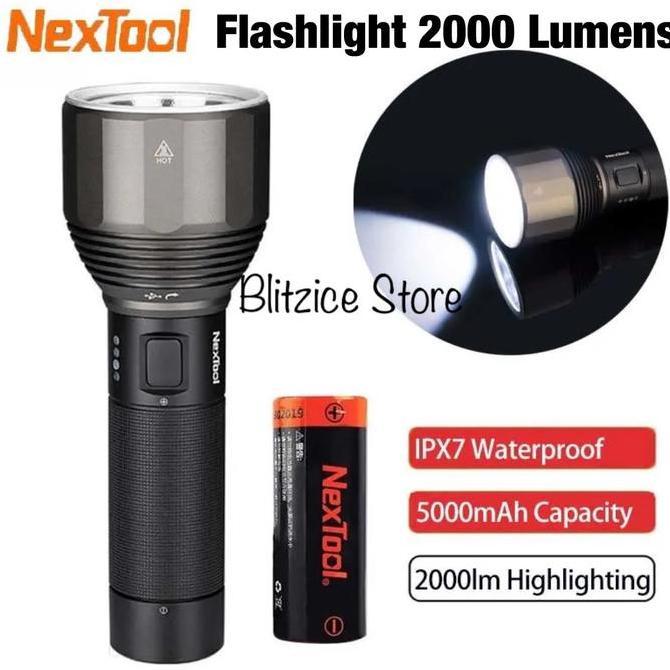NEW NEXTOOL FLASHLIGHT 2000 LUMENS SENTER LED RECHARGEABLE LIGHT CAMPING OUTDOOR WATERPROOF ORI