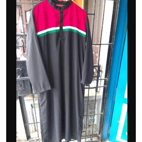Ready stock Jubah Palestina Hitam/Putih pria Dewasa, Pakaian sholat pria muslim