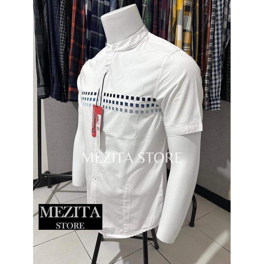 Ready stock Kemeja Koko Slimfit Pria Cardinal Lengan Pendek Putih