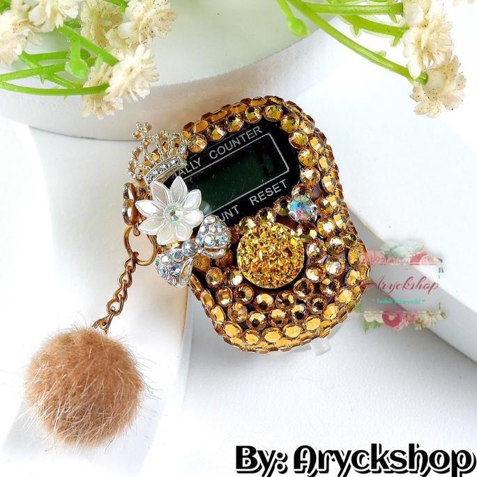 Coklat Charm Mahkota Pom2 Tasbih Digital Hias Cantik Premium Blink