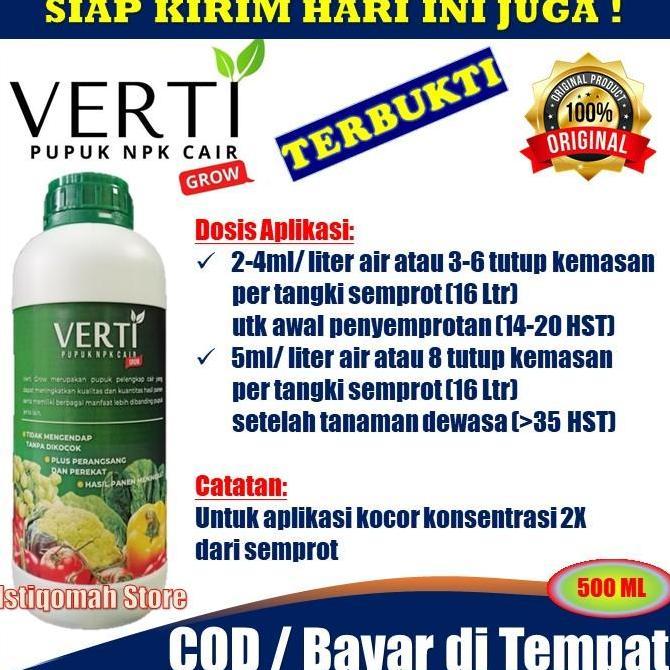 VERTI GROW 500ml Pupuk NPK Cair untuk Pertumbuhan Tanaman Cabe Cabai