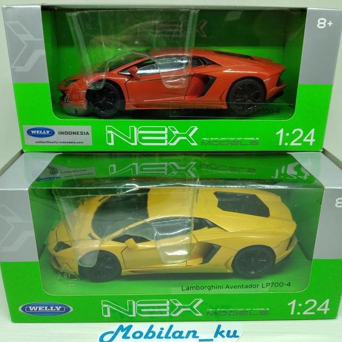 Diecast Lamborghini Aventador Coupe LP700-4 Welly Nex 1:24 Kuning Mainan Mobil Anak