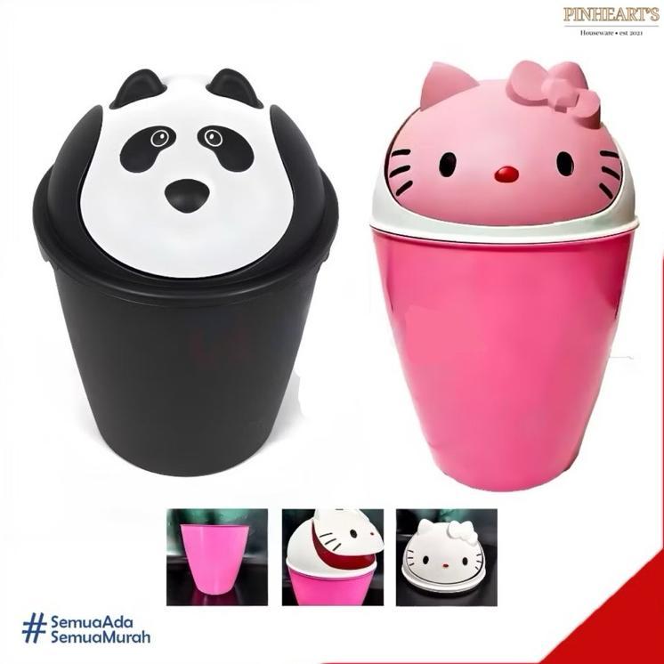 Tempat Sampah Karakter 10 Liter Tong Sampah Plastik Jumbo Hello Kitty & Panda Lucu Dan Unik