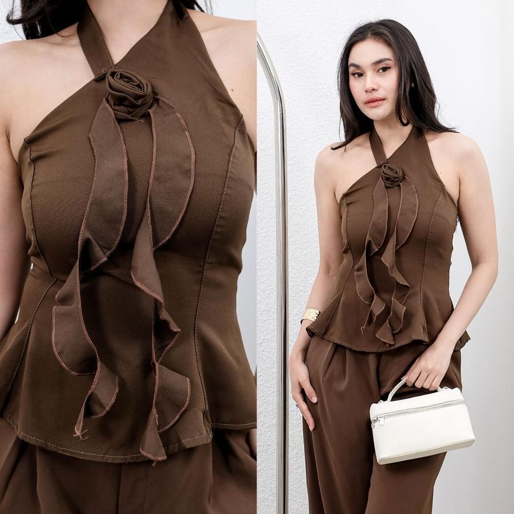 PROMO [GURLBUCKET] Larosa Halter Top / Atasan / Top Polyester "Pakaian Wanita"