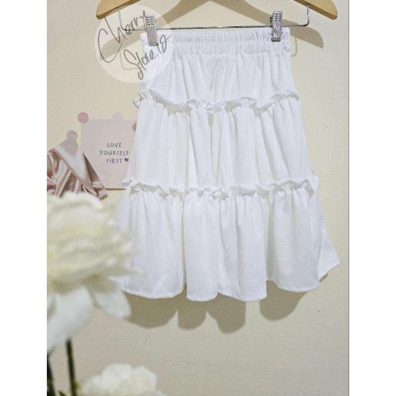 PROMO Cherry_ New  Ruffles Mini Skirt Korean Style | Rok Pendek Sexy Terbaru | Rok Susun Pendek Dewa