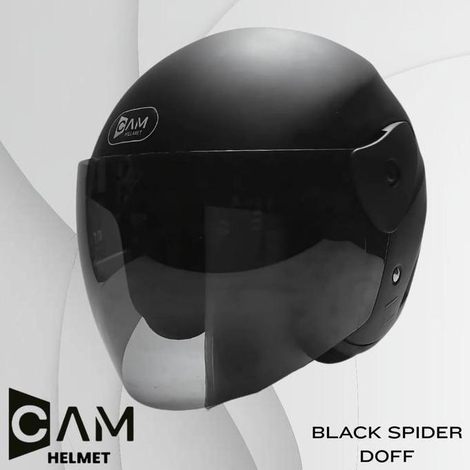 NEW HELM CAM EVOLUTION POLOS BLACK SPIDER DOFF HALF FACE CAM HELMET MODEL GM EVO ORI