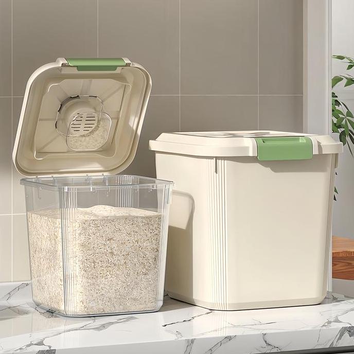 tempat beras 25kg model baru tempat beras aesthetic tempat beras 5 kg storage tempat beras kaca  tem