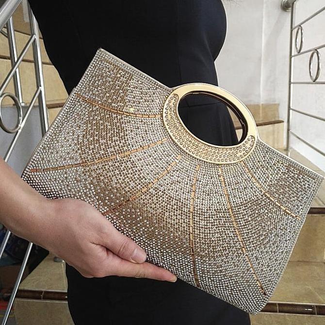 Tas Pesta Mewah Dompet Clutch Pesta 70533 Gold Kulit
