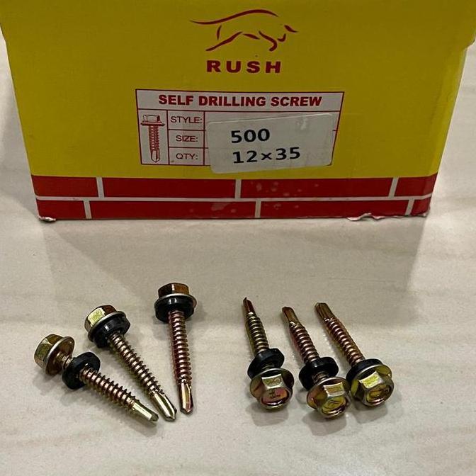 TERMURAH - baut baja ringan 35mm baut sds roofing self drilling screw 12x35 500pc