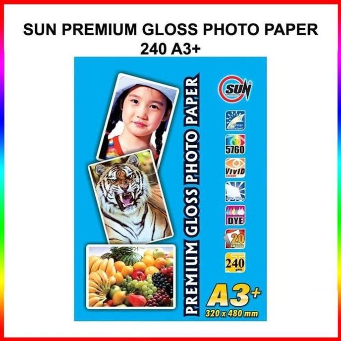 Kertas Foto Glossy A3+ / A3 plus Premium - SUN Premium Gloss Photo Glossy Paper Ketebalan 210, 240, 