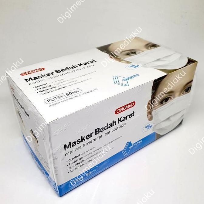 Masker Medis Karet Putih Onemed Box Isi 50Pcs Masker Medis Putih