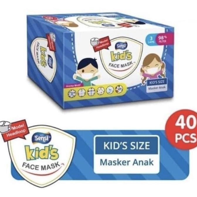 Sensi Kids Duckbill Isi 40 Masker Sensi Duckbill Anak - Db Anak Puth