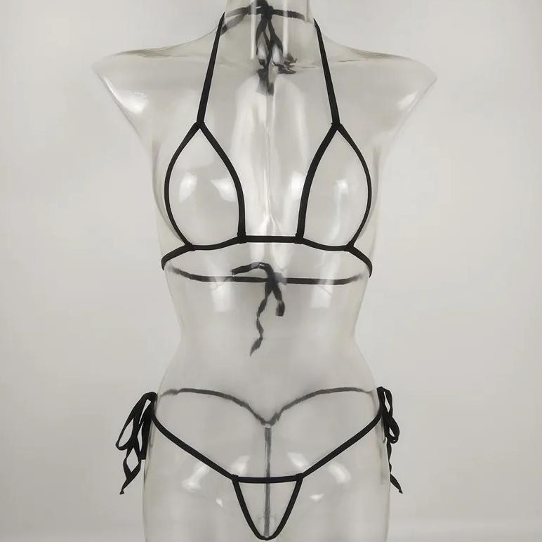premium set g string  dan bra bertali transparan sg035