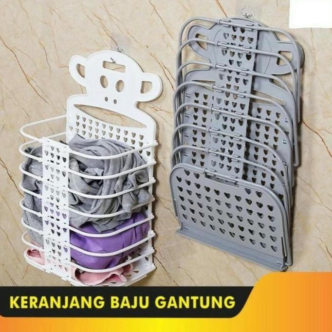 Keranjang Baju Kotor Lipat Laundry Tempel Dinding