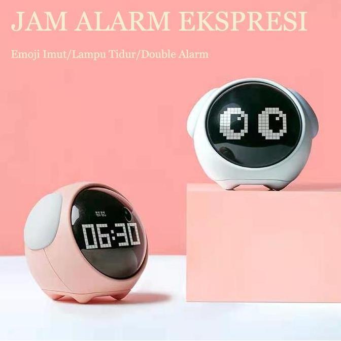 Jam Alarm Emoji Lucu Ekspresi Imut Lampu Tidur Jam Weker Hadiah Pacar Kado Anak Lucu Plastic