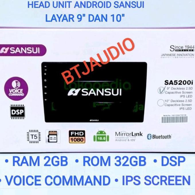 HEAD UNIT TAPE TV MOBIL ANDROID SANSUI LAYAR 9" DAN 10"