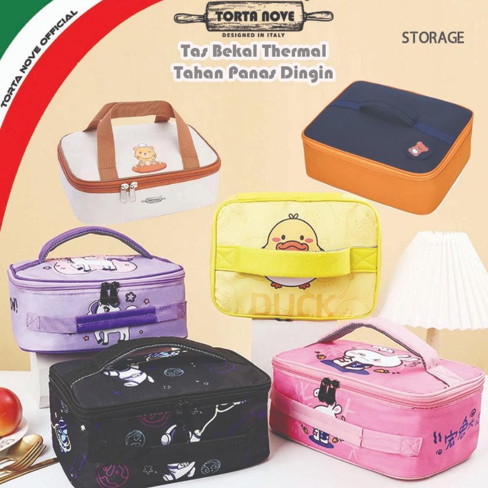 Tas Bekal makanan PERSEGI PANJANG jumbo Tas kotak makan anak tahan panas dingin Lunch Box Bag