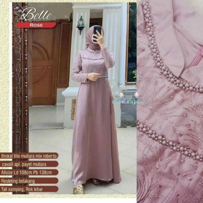 Garansi Helen Maxy Sonia Dress Jumbo Mutiara Brukat Gamis Kondangan Simple Mewah Lilac Wardah Xxxl L