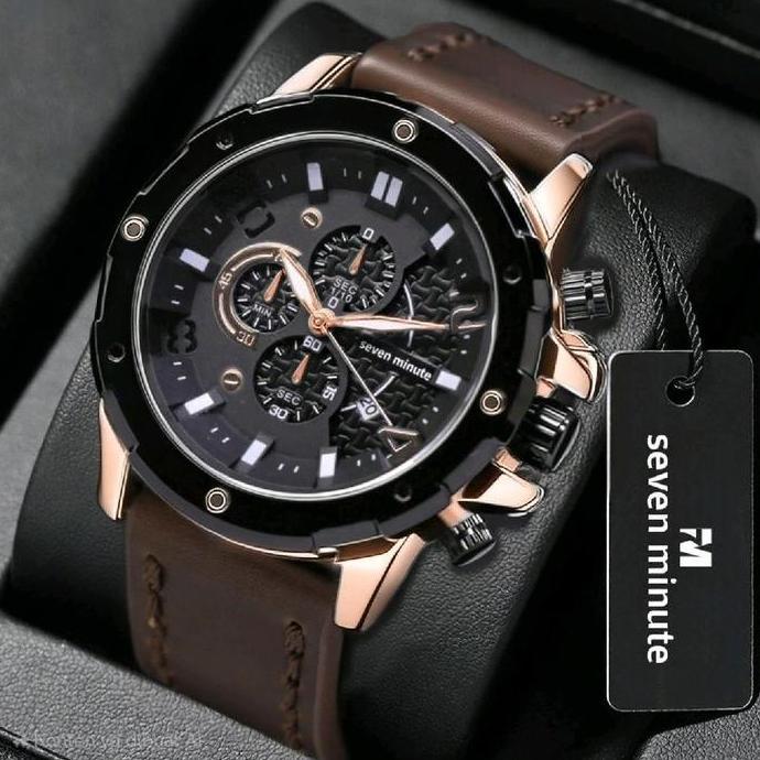 SEVEN MINUTE M729L JAM TANGAN PRIA ORIGINAL TALI KULIT TANGGAL TAHAN AIR