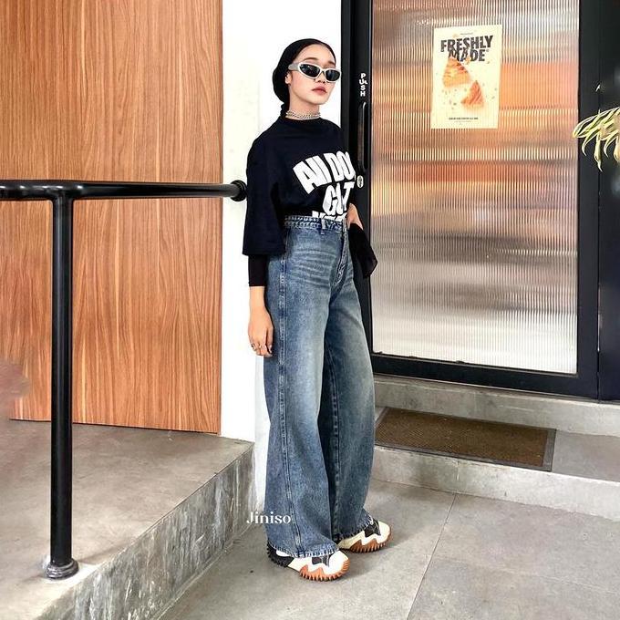 Jiniso Relax - 778 Kulot Highwaist Celana Jeans Wanita Terlaris