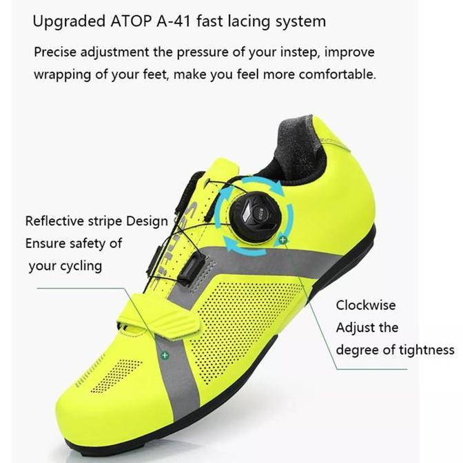 SANTIC Sepatu Sepeda Pria Non Cleat Roadbike Apollo 2.0 S20016 Cycling Non Lock Men Shoes Rotating B