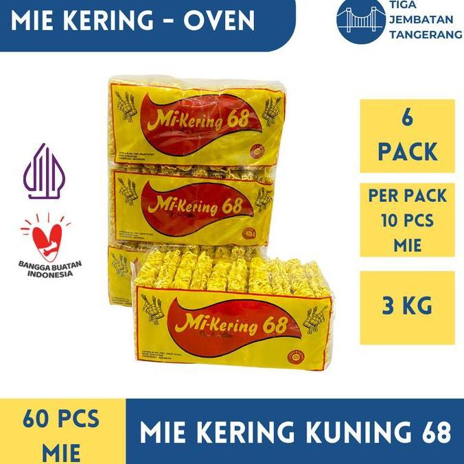 Promo- Mie Kering Kuning 68 60 Pcs Mie Bal Mie Oven Mie Instan Ekomie Mie Burung Dara Mi Kering Mie 