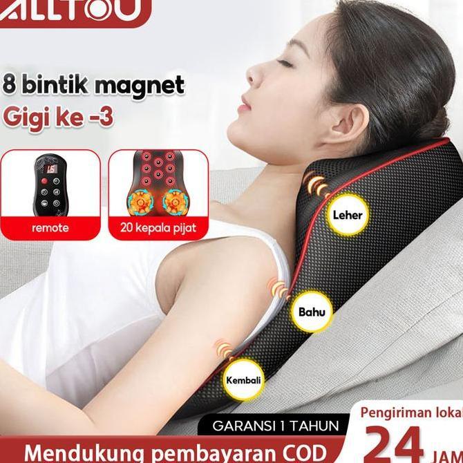 hutavia_store - alltou pijat bahu 8 bola dan tulang belakang leher 4-in-1 multifungsi bantal pijat a