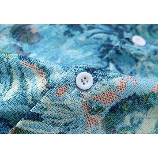Dark Icon Tie Dye Floral Long Sleeve Shirts Men Summer Turn-down Collar Oversized Men's Shirts Pria 