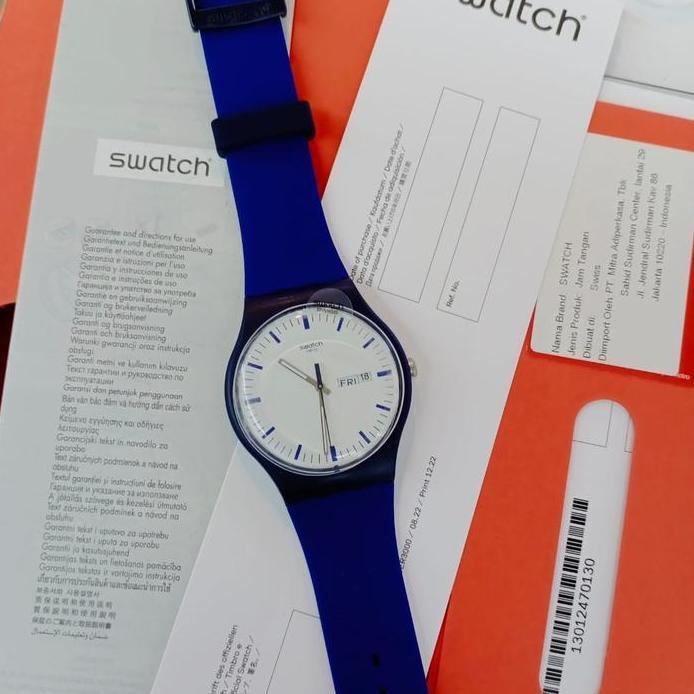 Ready  Swatch Analog Jam Tangan Pria Strap Karet SUON709 BELLABLU Original