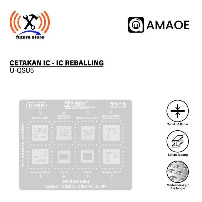 Amaoe U-QSU5 Cetakan IC BGA Reballing Stencil for Qualcomm Snapdragon CPU 888-SM8350/865/SM8250-002/