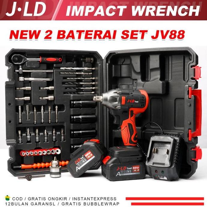 meysaless - jld impact wrench 13mm brushless cordless impact driver wrench drill 1/2 47pcs fullset o