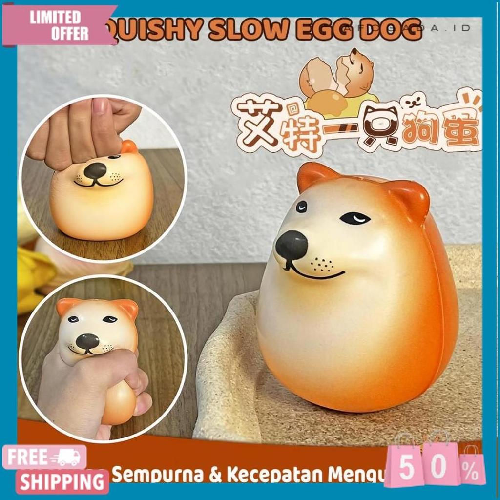 High Quality Taiyo Squishy Slow Egg Dog Squeeze Pencet Soft Squisi Telur Smooth Cute Stress Relief M