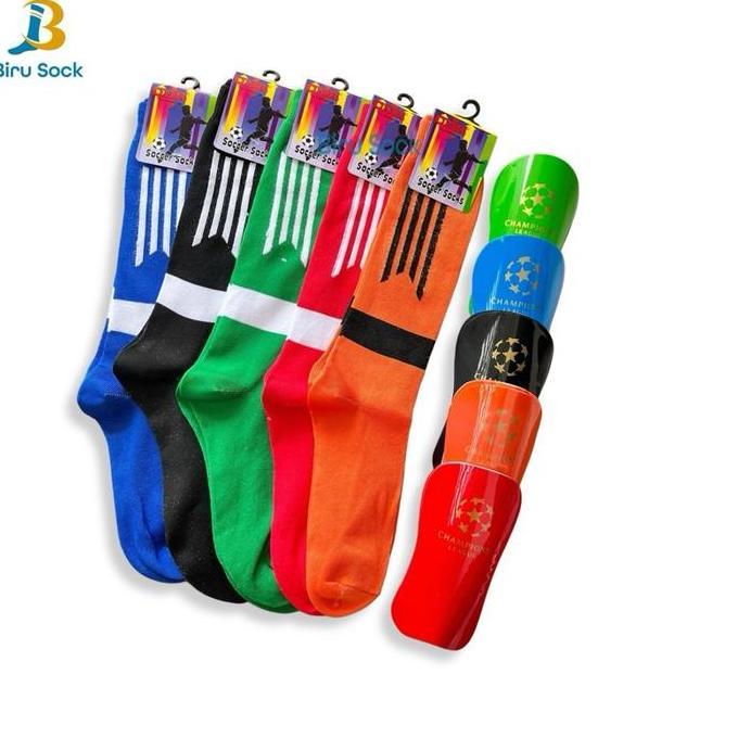 1 Paket Kaos Kaki Bola Anak Dan Deker/Kaos Kaki Bola Garis Panjang Selutut Anak/Bola Garis Anak&Deke