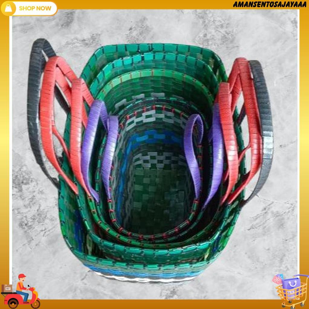 Tas Anyaman Plastik Kaca Premium / Tas Anyam Plastik Tebal Super Jumbo 5 Varian Ukuran / Tas Pasar D