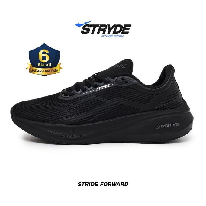 HEIDEN HERITAGE [HRTG] - ULTRA STRYDE - FULL BLACK - Sepatu Sport Running Sekolah Casual Style Lari 