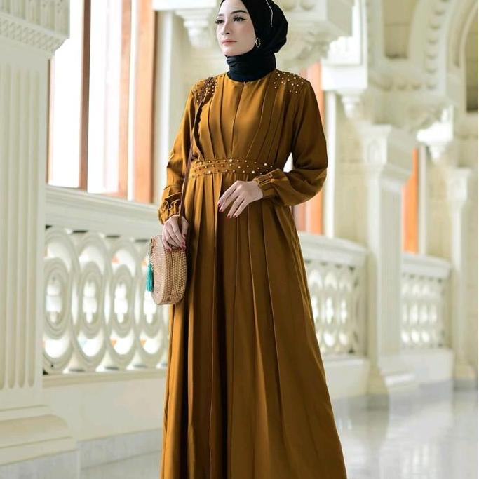 NAILA DRESS CRICLE POLOS muslim wanita Gamis Dewasa Pesta Cantik Fit L Nyaman Wudhu Payet Crinkle Ai