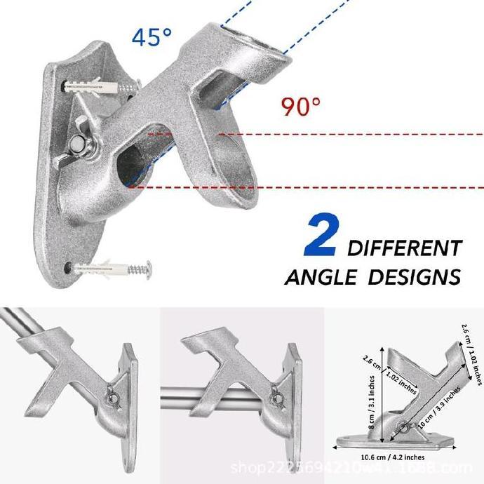 DPC Store 1 SET Tiang Bendera Portable Baja Tahan Karat Teleskopik 2 Meter Stainless Steel Adjustabl
