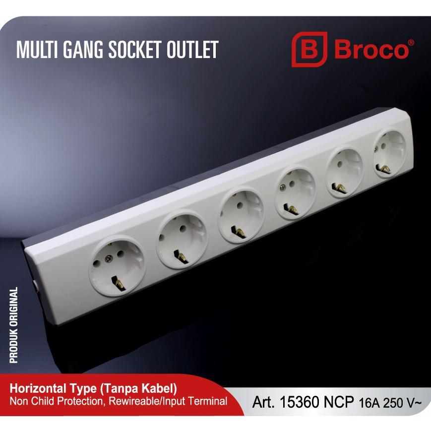 Stop Kontak Broco / Terminal Broco / Stop Kontak 6 Lubang Putih Broco - 15360