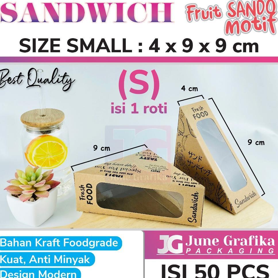 Kemasan Fruit Sando/ Box Sandwich / Packaging Kraft Sandwich / Kotak Roti Kraft - Size S Mika Sandwi