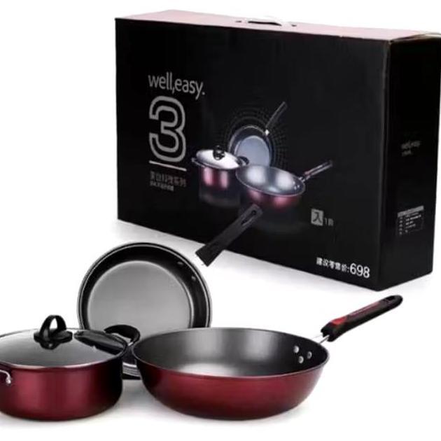 Panci set teflon penggorengan serbaguna 3 in 1