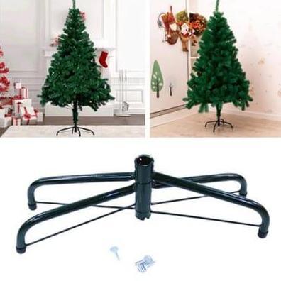 Kaki Pohon Natal Stand Logam Berdiri Dasar Rak Aksesoris untuk Dekorasi Natal 45cm/50cm Besi Hijau M